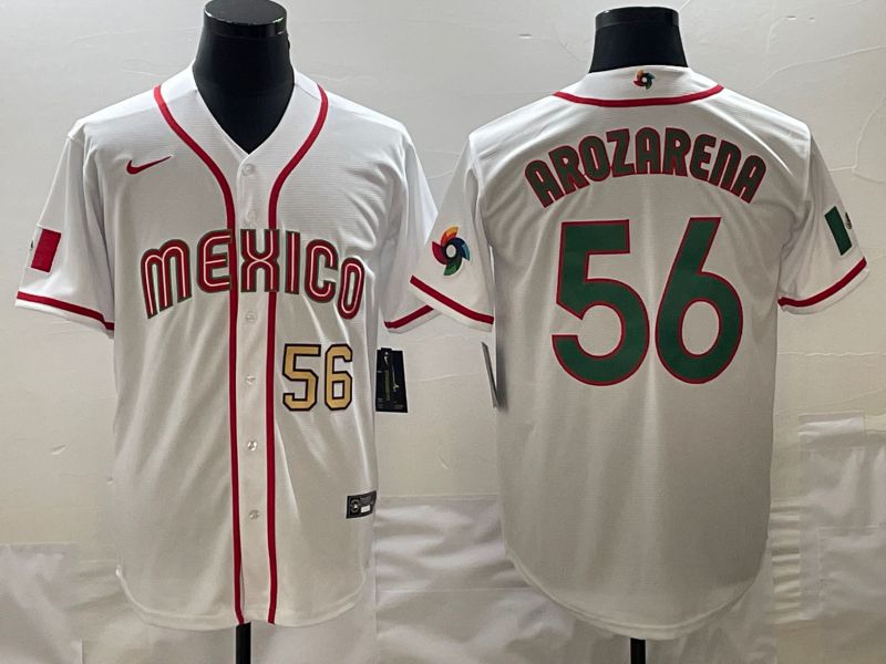 Men 2023 World Cub Mexico #56 Arozarena White green Nike MLB Jersey4